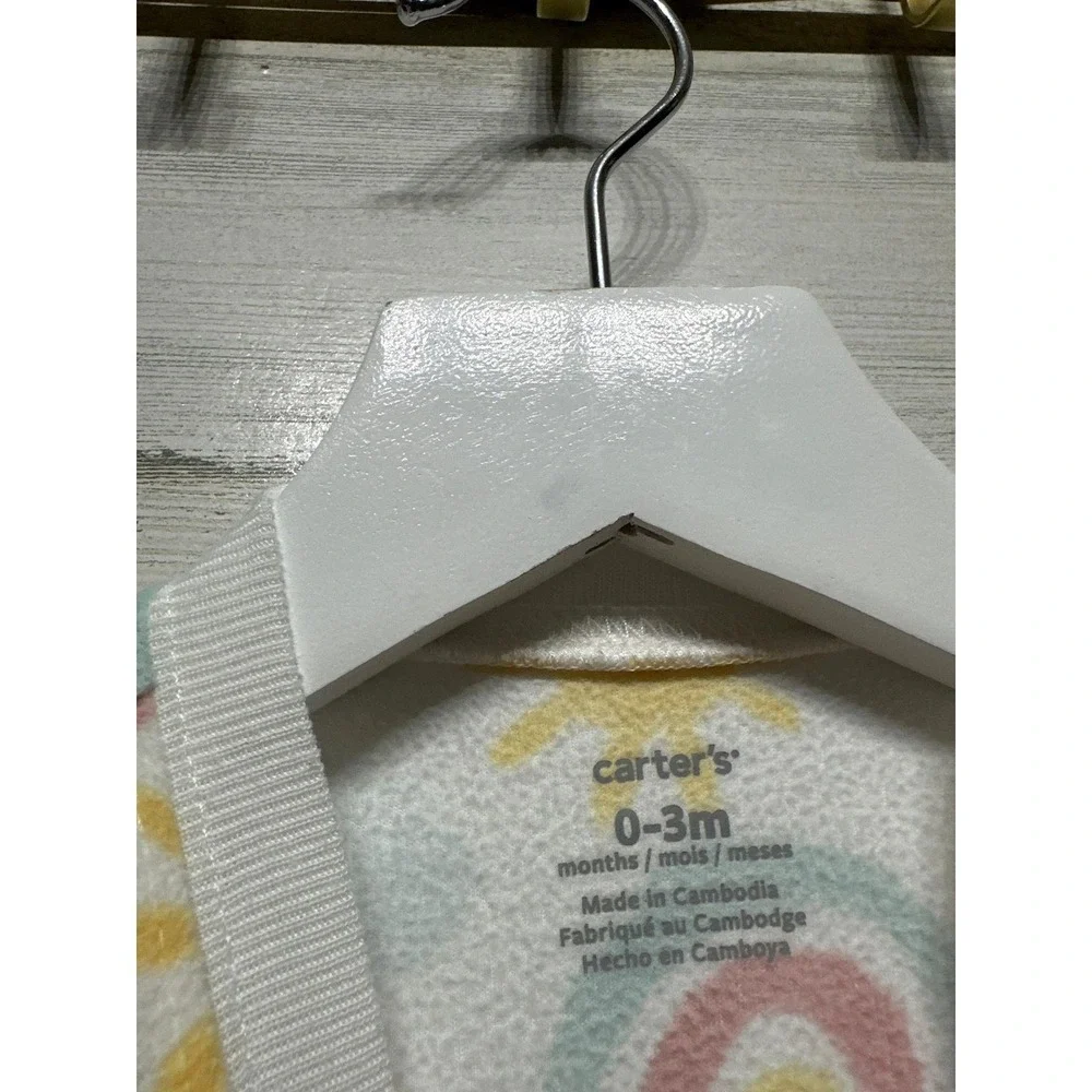 Carter's Sleep Sack Girls 0-3M White Rainbow Sun Fleece Wearable Blanket EUC